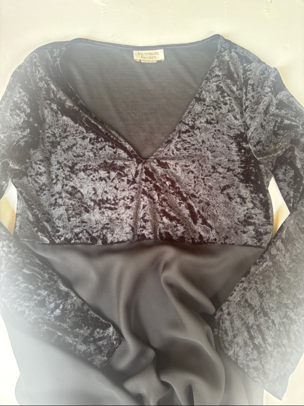 90’s Victoria’s Secret Vintage Gold Label Velvet Mini Dress Tunic Babydoll Large - Picture 11 of 17